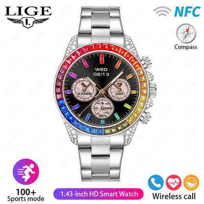 Luxus Smartwatch für Männer und Frauen mit NFC Kompass und HD Bildschirm