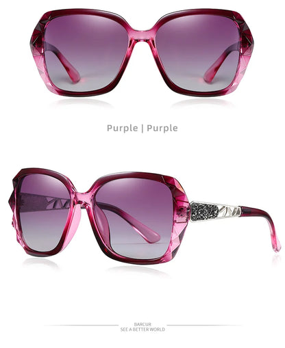Damen-Sonnenbrille Katzenauge Polaroid Farbverlauf UV400 großer Rahmen