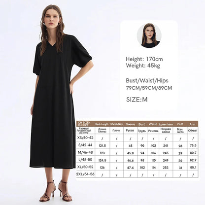 Elegantes Damenmaxikleid Mit V-Ausschnitt Puffärmel Urlaub