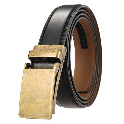 Herren-Gürtel aus Rindsleder mit automatischer Metallschnalle, 31 mm Breite, braun