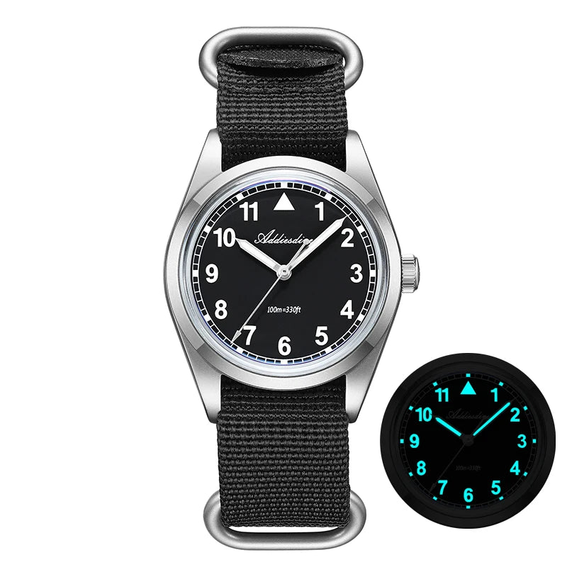 Herren-Quarzuhr mit Bubble-Glas und Nylonarmband