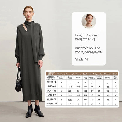 Bequemes Damen Strickkleid Lang Eleganter V-Ausschnitt Winter Fit Elastisch