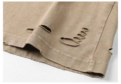 Herren T-Shirt mit kurzen Ärmeln und lässigen zerrissenen Löchern