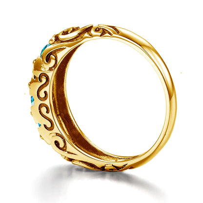 Damen-Ring aus Silber 925 mit Regenbogen-Topas Fünfstein-Design Gewölbter Bund Hochwertiges Geschenk