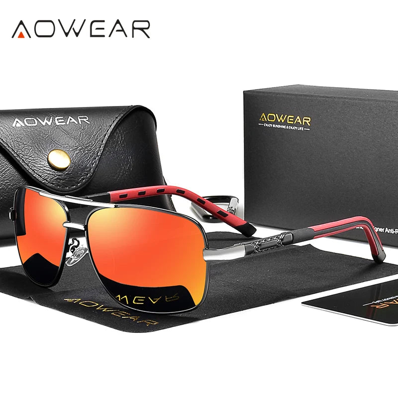 AOWEAR männer Polarisierte Verspiegelte Sonnenbrille für Männer Frauen Luxus Qualität Retro Rechteck UV400 Fahren Sonnenbrille gafas de sol