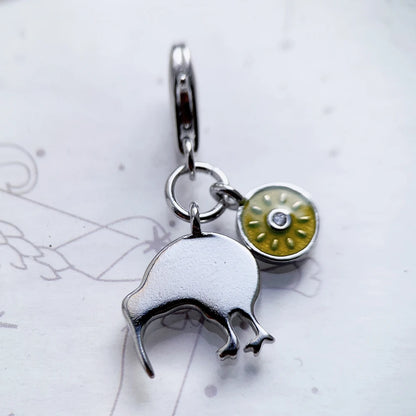 Damen-Charm-Anhänger Kiwi und Vogel süß aus Sterlingsilber