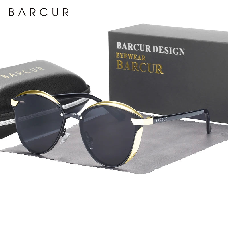 Damen-Sonnenbrille rund Katze Farbverlauf polarisiert UV400 E
