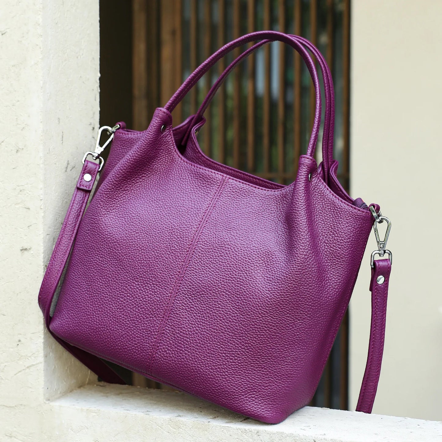 Damen-Leder-Handtasche Großes Fassungsvermögen mit Top-Griff und Vielseitig Einsetzbar