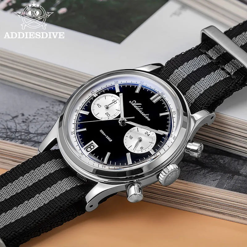 Herren-Chronograph mit Nylonarmband und Bubble-Mirror-Glas