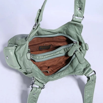 Damen-Schultertasche Aus PU-Leder Mit Reißverschluss Und Innenfach Für Alltag Und Freizeit