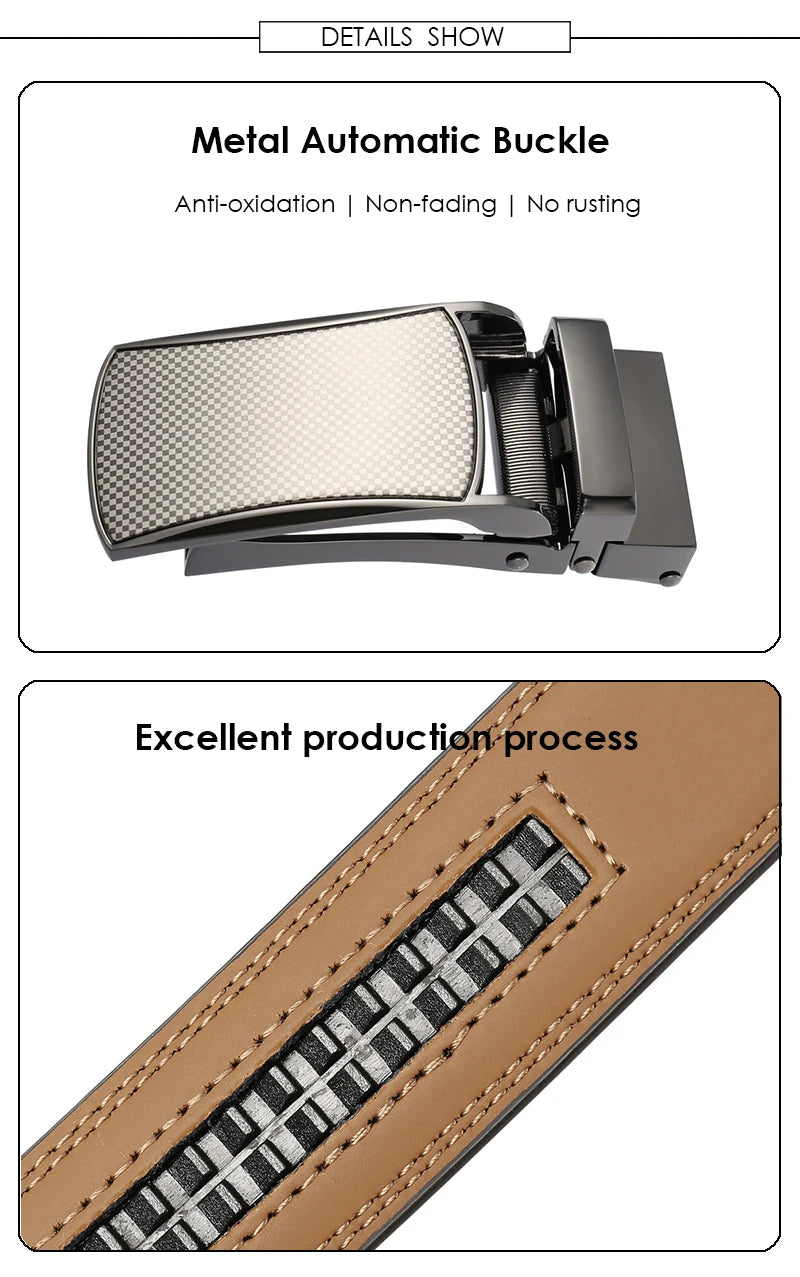 Herren Ledergürtel Braun 31 mm Ohne Lochung Mit Automatischer Schnalle Aus Naturleder
