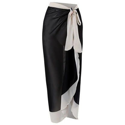 Damen Badeanzug Sarong 3D-Blumen tiefer V-Ausschnitt hoher Beinausschnitt