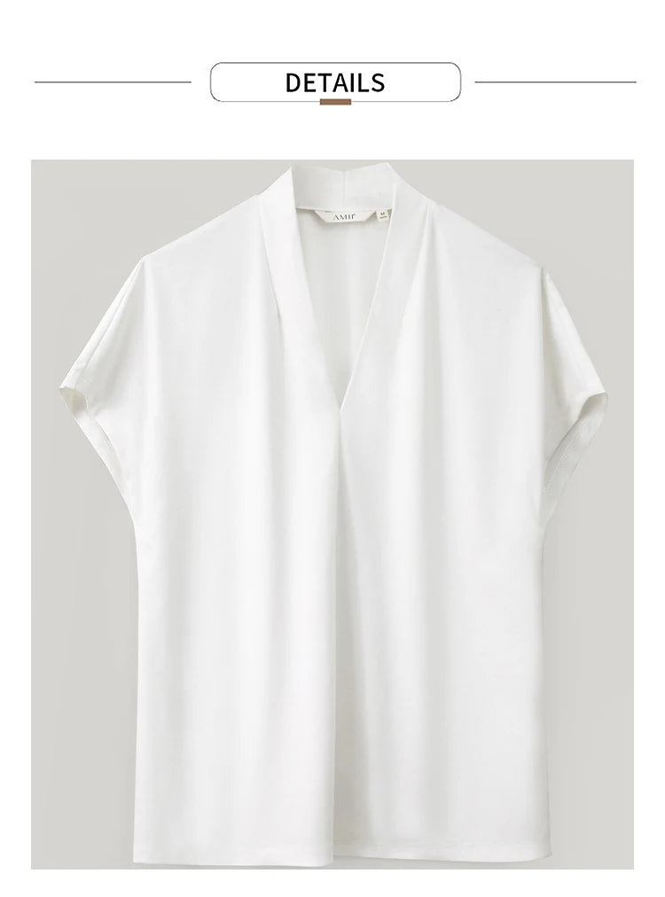 Damen T-Shirt im klassischen Stil mit lässigem V-Ausschnitt und Kurzarm