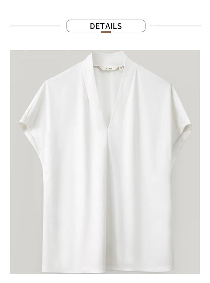 Damen T-Shirt im klassischen Stil mit lässigem V-Ausschnitt und Kurzarm