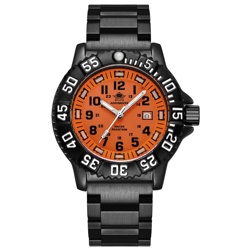 Herren-Sportquarzuhr mit Leuchtzeigern und Nylonarmband