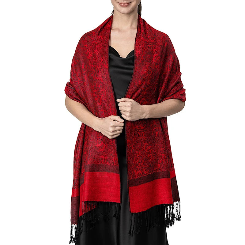 Damen Jacquard Schal ethnisch Kaschmir dick weich Halstuch Bandana Outdoor