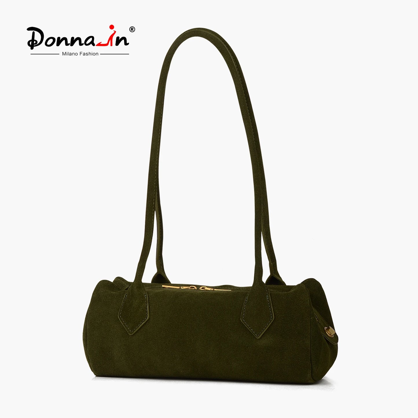 Damen Wildleder-Umhängetasche Baguette-Form | Reißverschluss