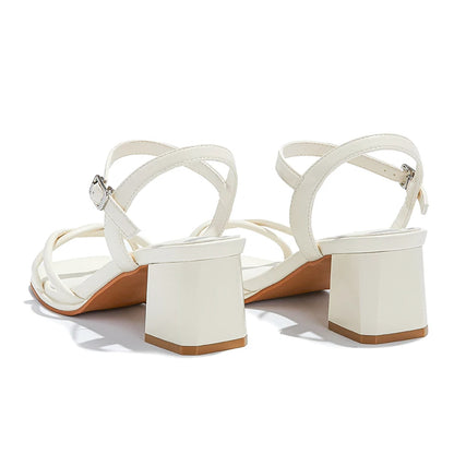 2025, neue Damensandalen, rutschfeste Mode-Sandalen mit quadratischem Absatz für Damen, große Sommer-High-Heels-Damenschuhe mit einem Riemen