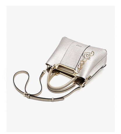 Damen Handtasche aus Split-Leder Schultertasche im Luxus Saffiano Design