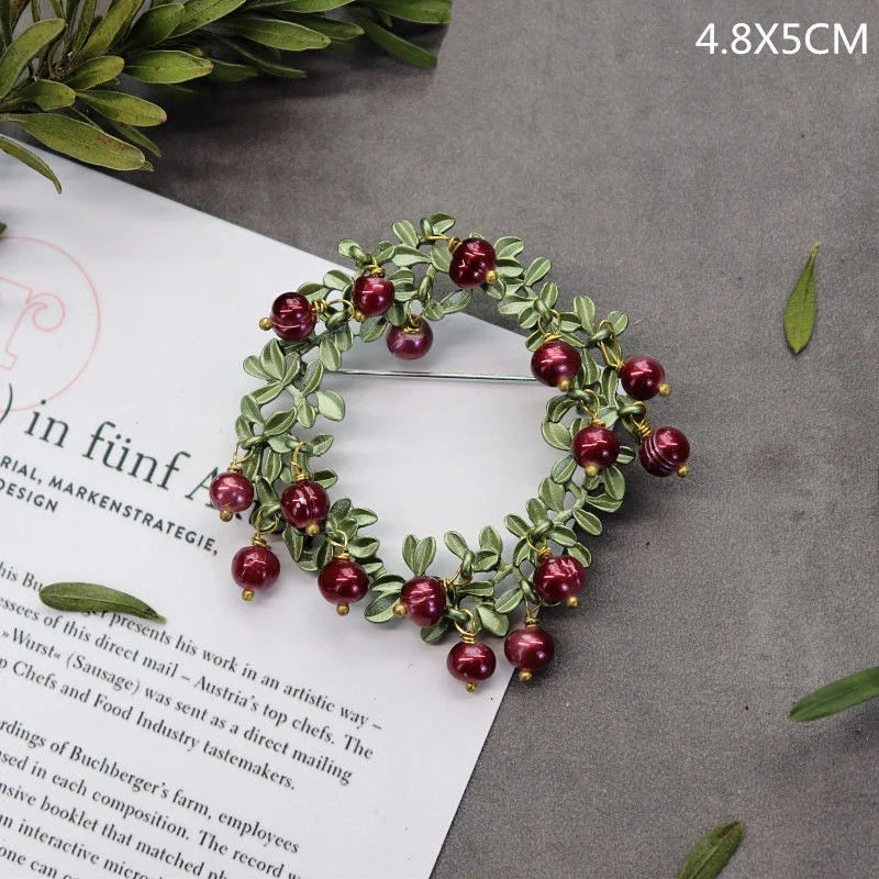 Brosche Pflanze Perle Handgemacht Retro Corsage Damen Mantel