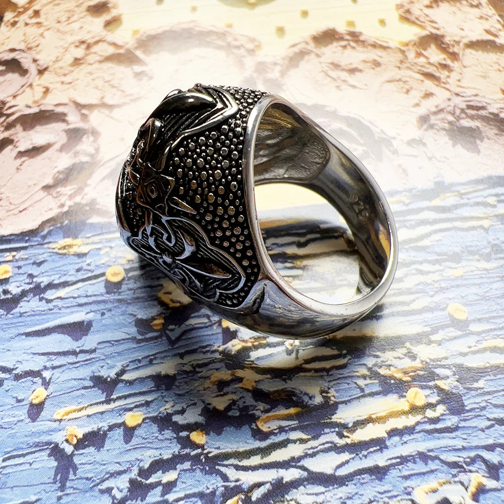 Damen-Ring Lilienschädel geschwärzt Vintage aus Sterlingsilber