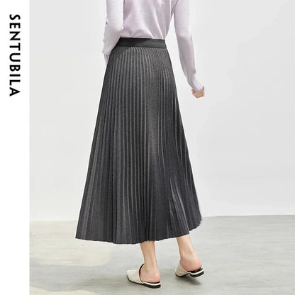 Damen Faltenrock im eleganten A-Linien Schnitt mit hoher Taille für Winter