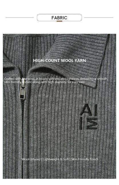 Damen-Strickjacke Buchstaben Slim Reißverschluss Wolle-Mix Herbst-Winter