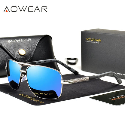 AOWEAR männer Polarisierte Verspiegelte Sonnenbrille für Männer Frauen Luxus Qualität Retro Rechteck UV400 Fahren Sonnenbrille gafas de sol