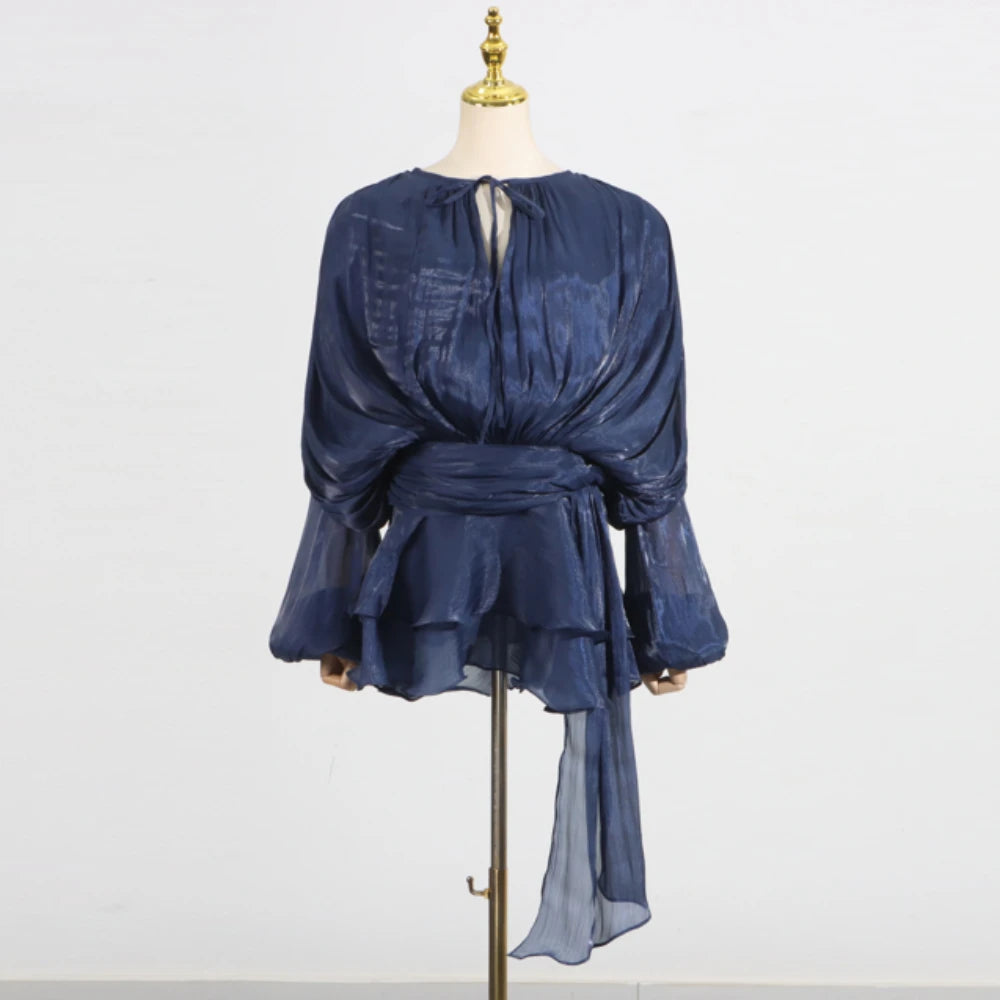 Elegantes Damen-Tunikakleid mit Rundhalsausschnitt, langen Ärmeln und Patchwork-Design