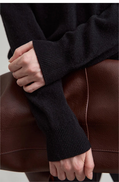 Damen-Rollkragenpullover Wolle-Kaschmir warm elegant Herbst-Winter