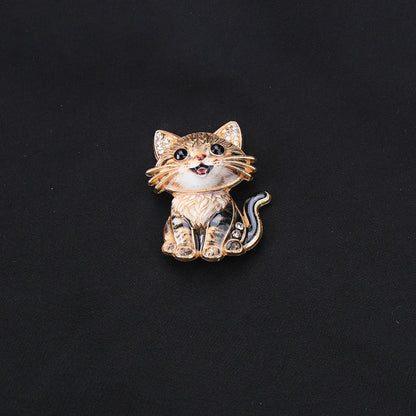 Brosche Tier Emaille Strass vergoldet Einhorn Katze Hund Fuchs gemischt