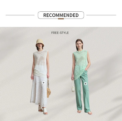 Lässiges Tanktop im Set: Cremefarbenes und Mintgrünes Modell, ärmellos, lang