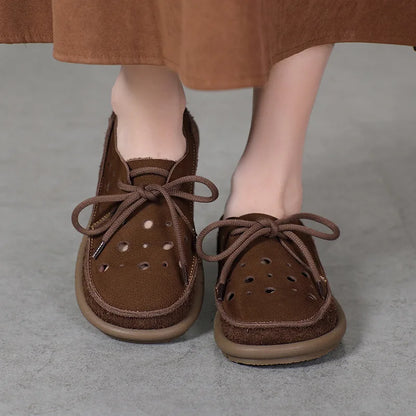 AIYUQI 2025, neue flache Damensandalen, rutschfeste Schnür-Loafer mit weichen Sohlen für Damen, Sommer-Strandschuhe mit großem Loch für Damen