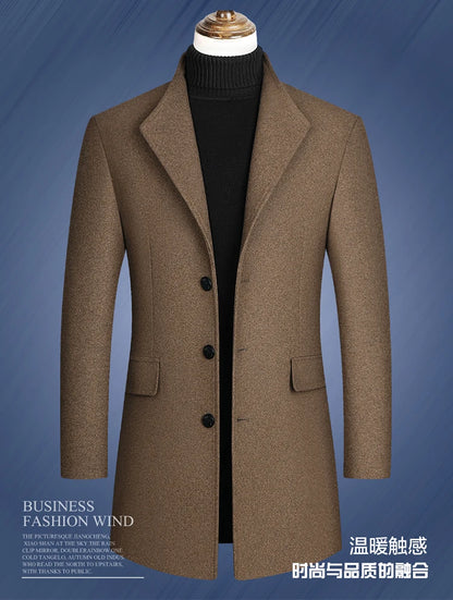 Eleganter Wollmantel für Herren – Herbst & Winter