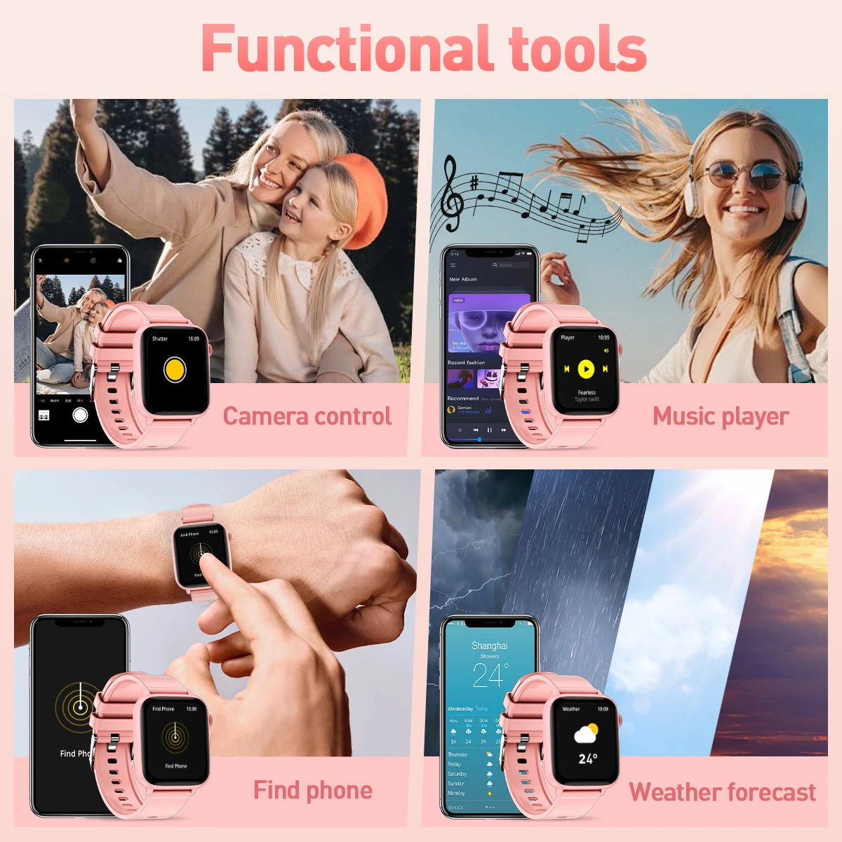 LIGE 2024 Männer Frauen Smart Uhr 1,83 Zoll Bluetooth Sprachanrufe Armband Informationen Warnungen Fitness Smartwatch Für IOS Android
