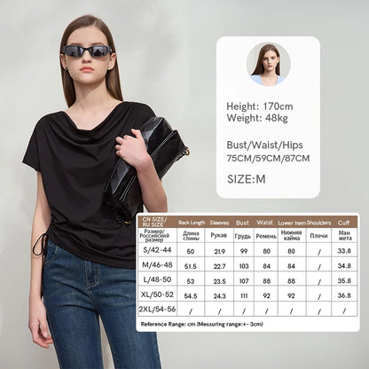 Damen T-Shirt aus Modal-Baumwolle mit kurzen Rotator-Ärmeln und Swing-Neck