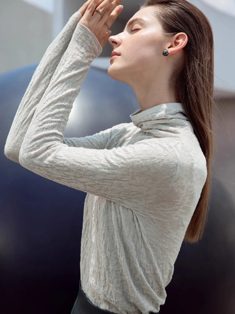 Damen-Rollkragenpullover Wolle-Mix schlank dünn Winter