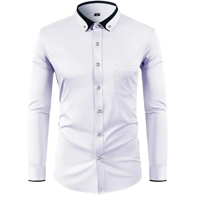 Kurzärmeliges Herrenhemd im koreanischen Stil mit modischem Print und Stickerei – ideal für den Sommer.