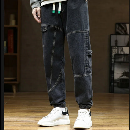 Herren Harem Jeans in Übergröße für Herbst und Winter mit zerrissenen Details