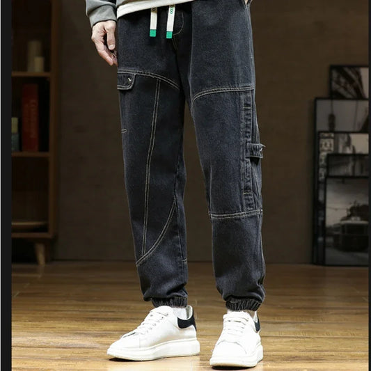 Herren Harem Jeans in Übergröße für Herbst und Winter mit zerrissenen Details