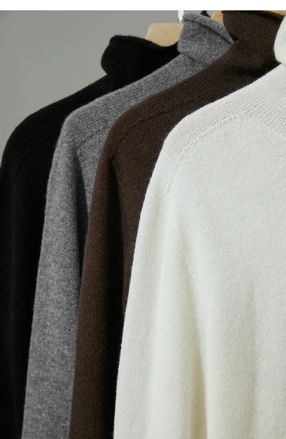 Damen-Rollkragenpullover 100 % Wolle locker Herbst-Winter