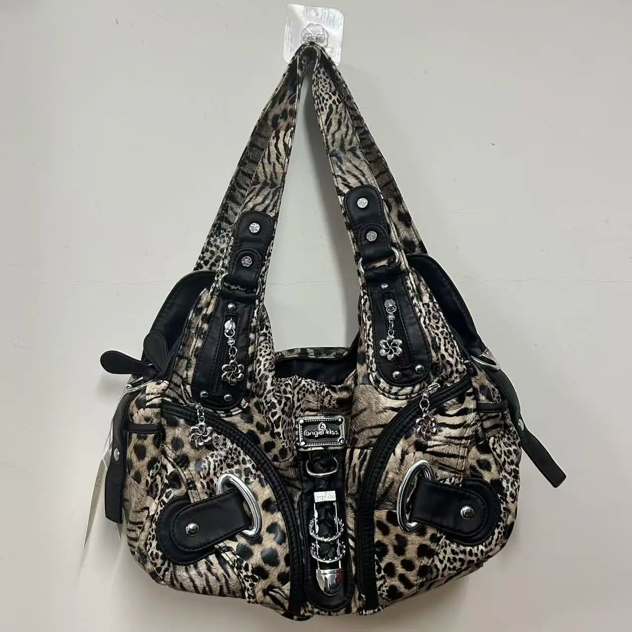 Damen-Schultertasche Leopardenmuster Top-Handle Design für Alltag mit großer Kapazität