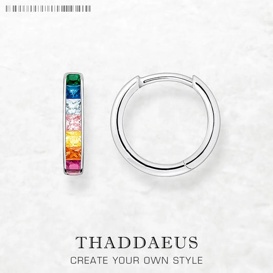 Damen-Creolen Regenbogen Stein Böhmen glamourös aus Sterlingsilber