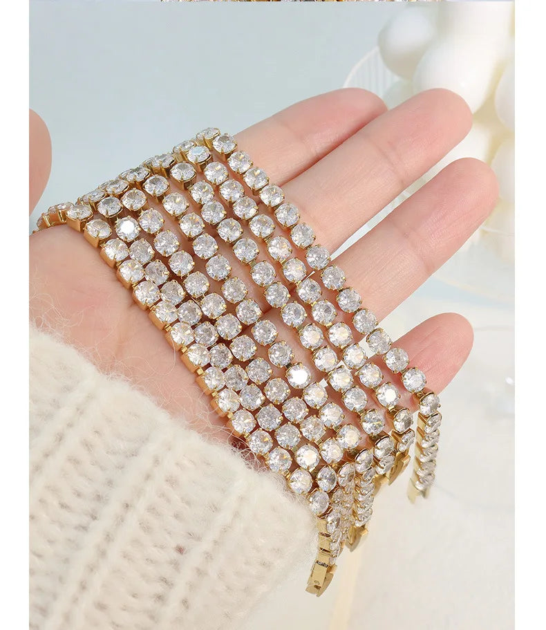 Damen-Kettenarmband mit rundem Zirkonia aus Edelstahl