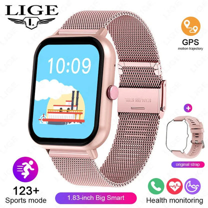 LIGE Multifunktions-Smartwatch für Männer und Frauen, Bluetooth, Anruf, Nachricht, Erinnerung, Sport, Schritt, Kalorien, Smartwatch, Weihnachtsarmband