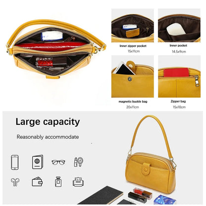 Damen-Handtasche Aus Rindleder Mit Mehreren Innenfächern Und Top-Griff Ideal für Alltag Und Abendveranstaltungen