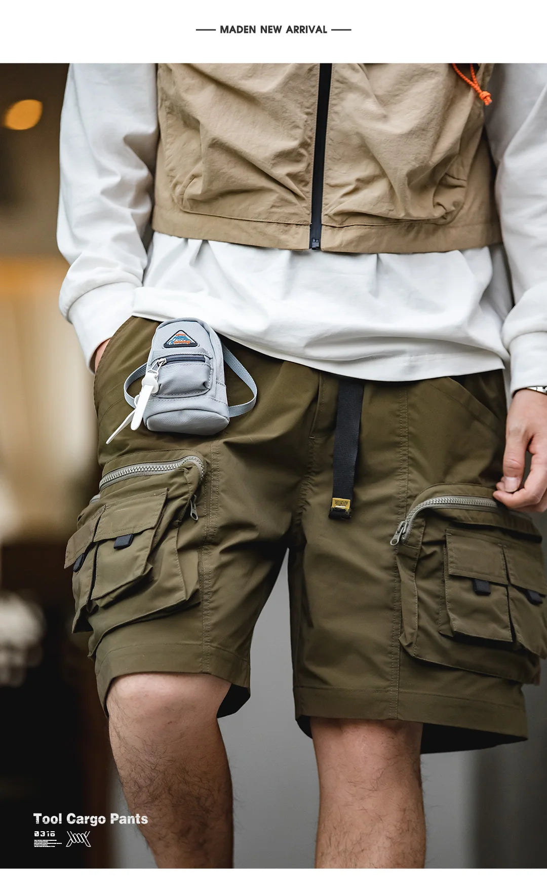 Herren Taktische Shorts für den Sommer mit vielen Taschen und verstellbarer Taille