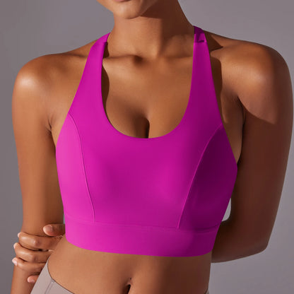 Sport-BH Yoga-Top, pink, breite Träger, Racerback mit Einsätzen