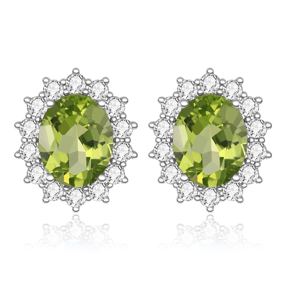 Damen-Ohrstecker Aquamarin Mit Diamanten Aus 925 Sterlingsilber Großes Edelstein-Duo