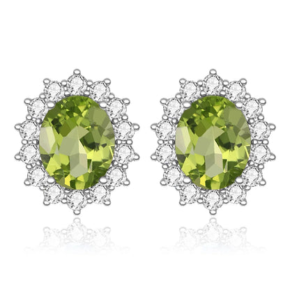 Damen-Ohrstecker Aquamarin Mit Diamanten Aus 925 Sterlingsilber Großes Edelstein-Duo